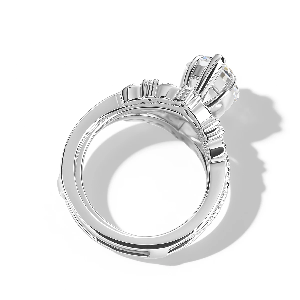 Halo-Verlobungsring-Set für Damen, 925 Sterling Silber, Marquise-Schliff Moissanit, Ehering, Brautschmuck – Detail 3