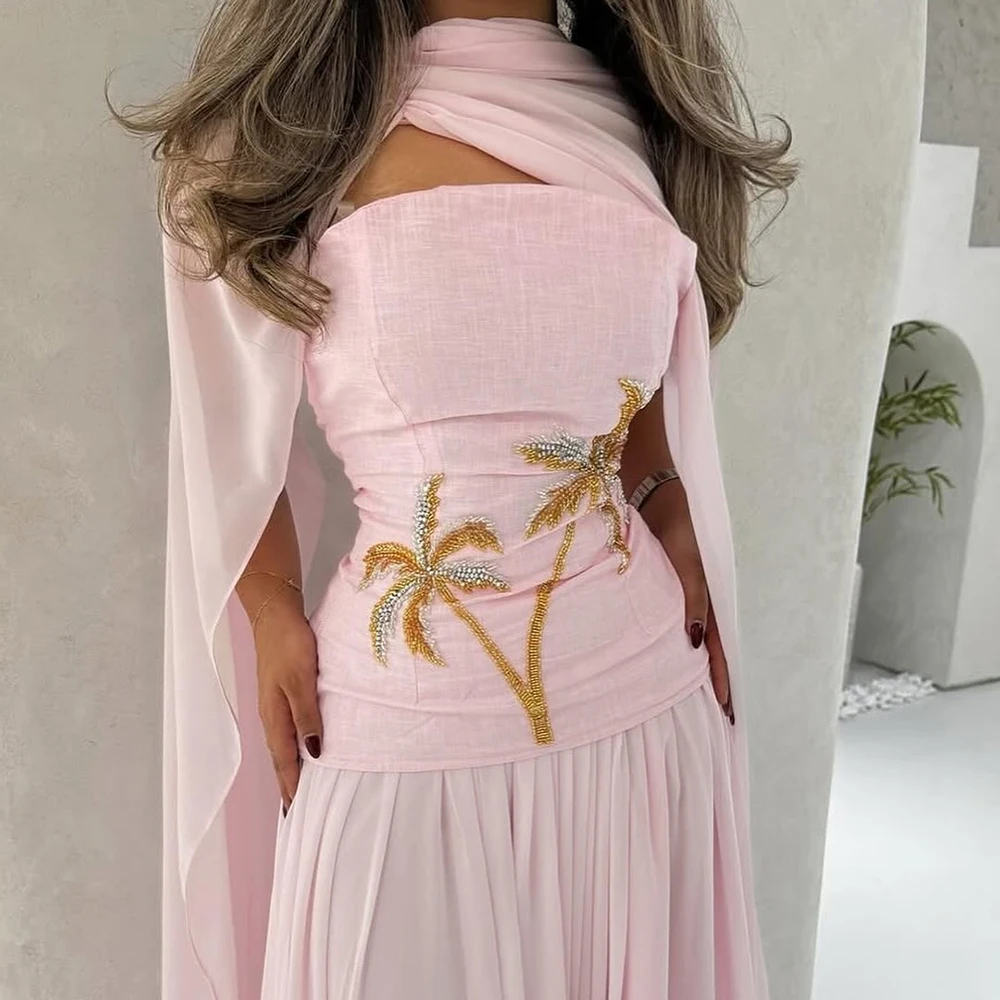 Personalizado a linha vestidos de noite até o chão gola alta sem mangas vestido de baile moda flores miçangas simples roubou vestido de festa