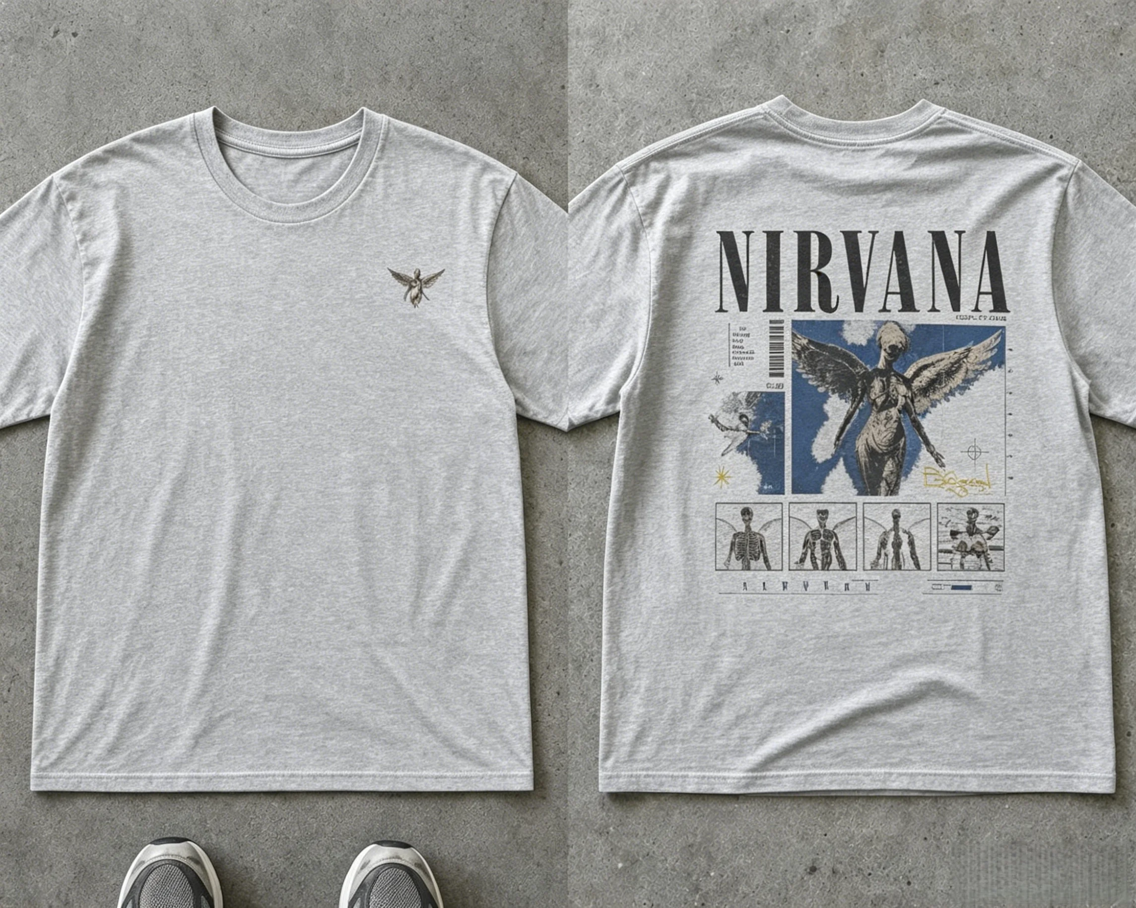 Nirvana Lithium Vintage Angel Baumwoll-T-Shirt 2026 Sommer Herren Damen Retro Übergroß Locker Streetwear Y2k-Stil Sportbekleidung – Detail 3