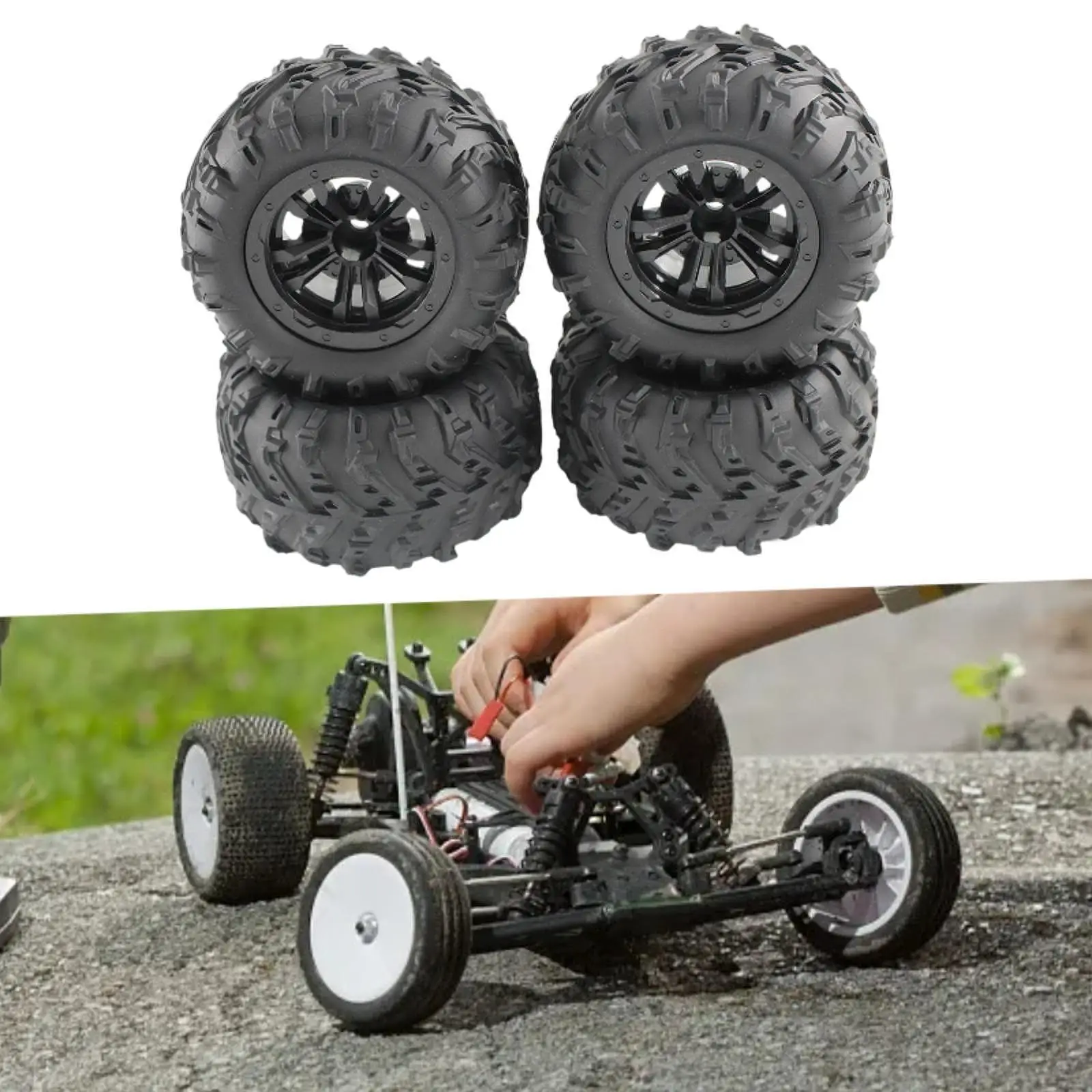 4x RC Car Rubber Tires Rally Tyres Good Grip Wheel Tires Set Upgrade for 1/12 1/14 1/16 Scy16101 Scy16102 Model Car Crawler