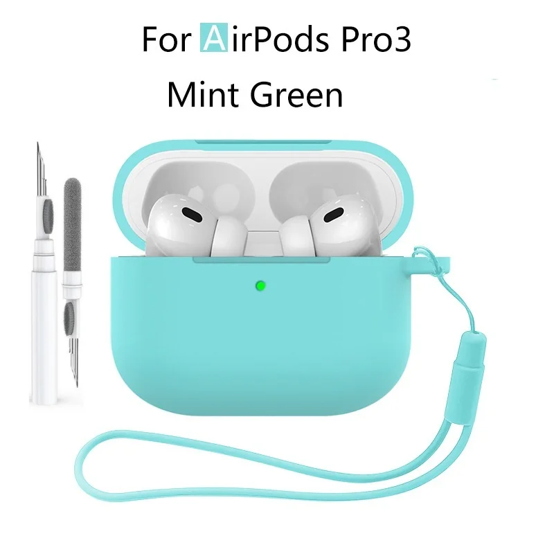 Neu für Airpods Pro 3 2025, Silikonhülle, Kopfhörer-Zubehör mit Reinigungsset und Lanyard, vollständige Schutzhülle für Airpods Pro 3 – Detail 38
