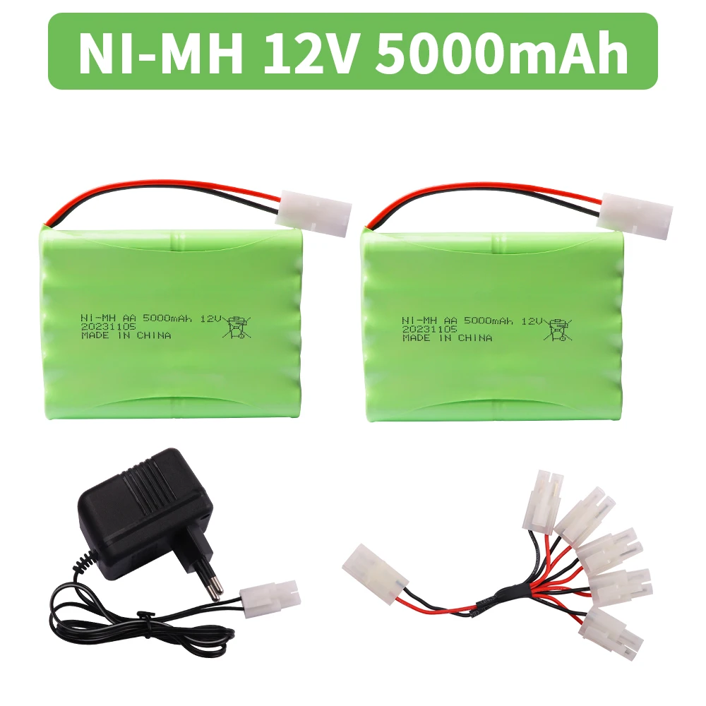 12V NiMH 5000mah AA Battery and Charger set for Rc toy Car Tanks Trains Robots Boat Guns parts Ni-MH AA 12v Rechargeable Battery