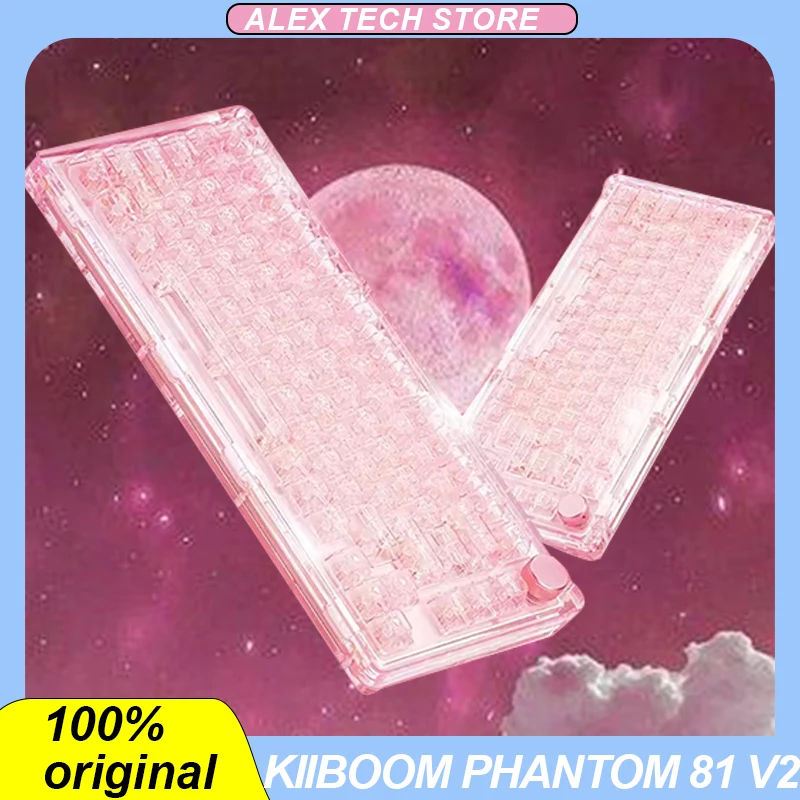 Kiiboom Phantom 81 V2 Mechanical Keyboard 3-Mode 2.4g Bluetooth Hot-Swap Gasket Rgb Lighting Custom Office Keyboard Girl Gifts