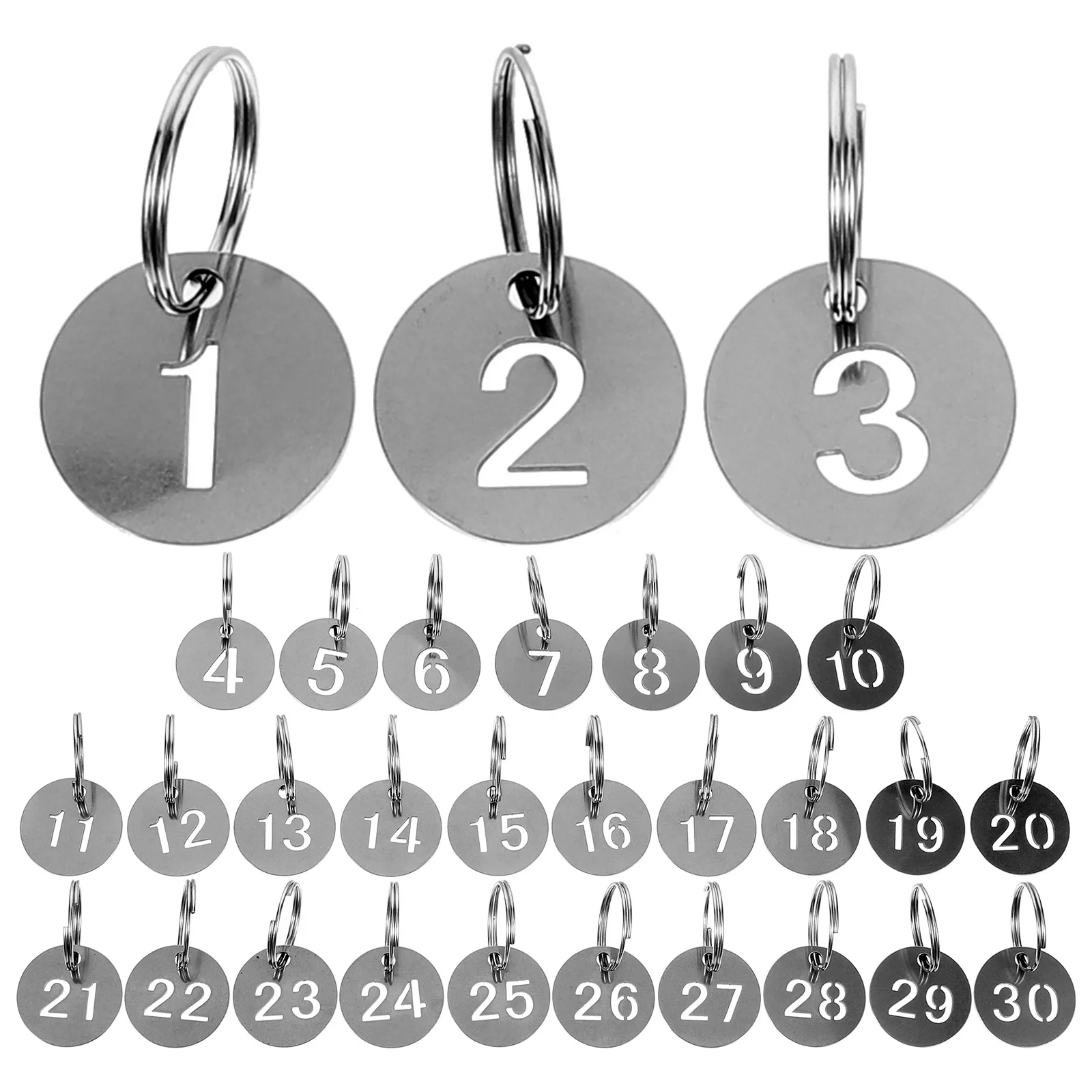 

30 Pcs Hollow Out Stainless Steel Number Plate Banquet Key Tags Identifiers Metal