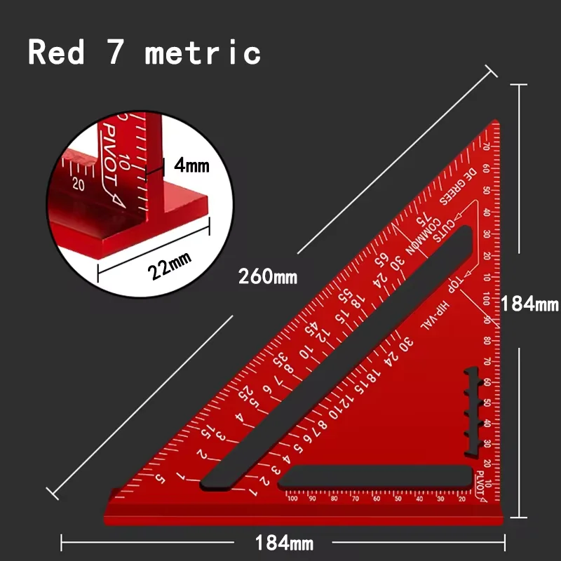 Premium-Spritzer-Quadrat- und kombiniertes Dreieck-Quadrat-Set, Holzbearbeitungsrahmen-Quadrat, Lineal und Winkelmesser-Werkzeugset – Detail 22