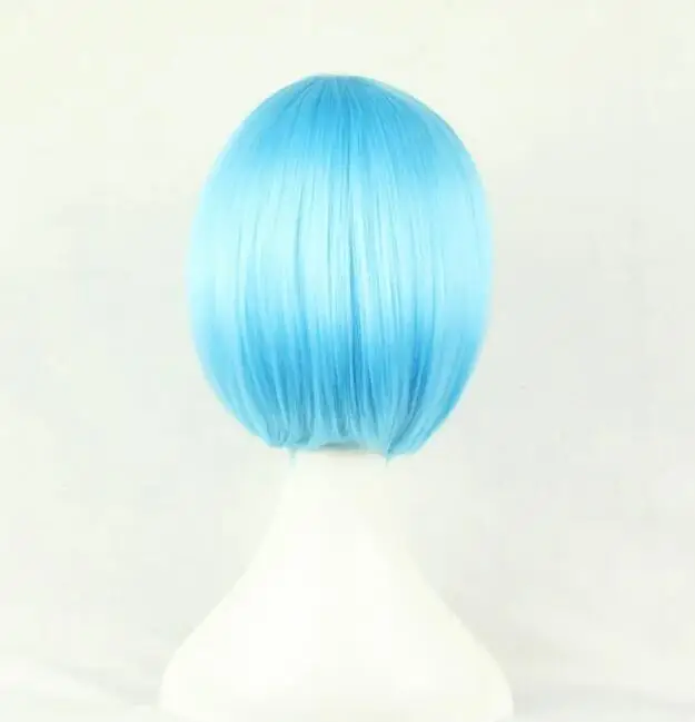 Curto ondulado céu azul Bob peruca, resistente ao calor, cabelo sintético, carnaval, traje de Halloween, cosplay peruca