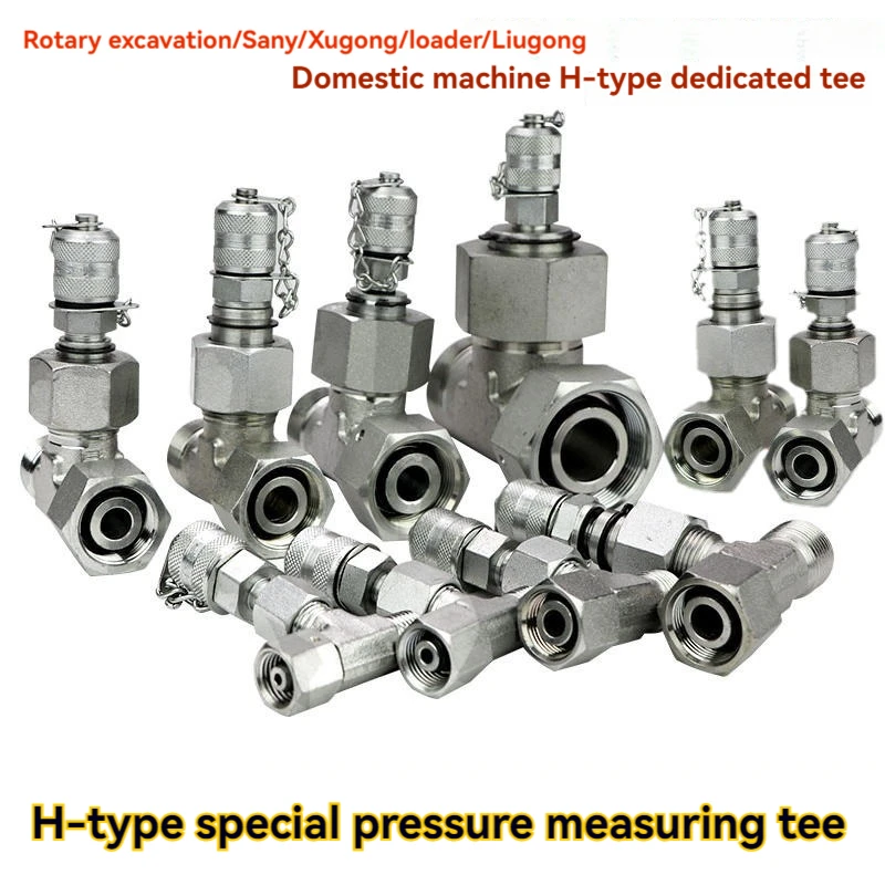 Tee Joint Pilot Test Distribution Valve Walking Hydraulic Maintenance Pressure Gauge Adapter Set Excavator Pressure Measuring