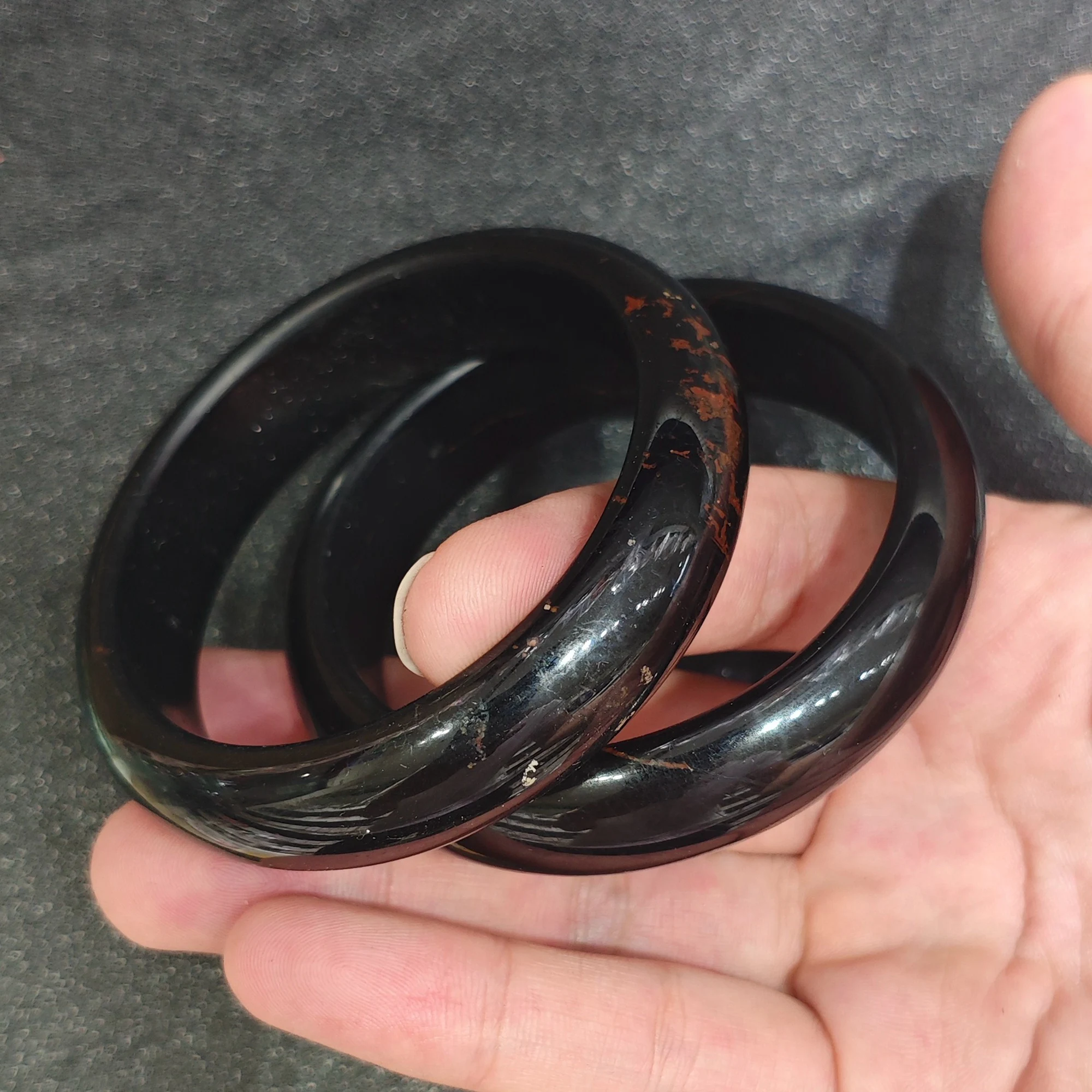 Natural Black Tourmaline Bangle Bracelet Gemstone Smooth Bangle Schorl Crystal Jewelry Present Accessories Supply 1 Piece