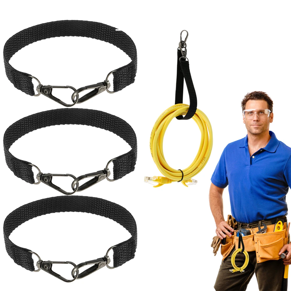 4pcs Electrical Tape Holder Tape Holder Chain with Carabiner Lanyard Polyester Tape Storage Chain for Pouch Bag Tool Box