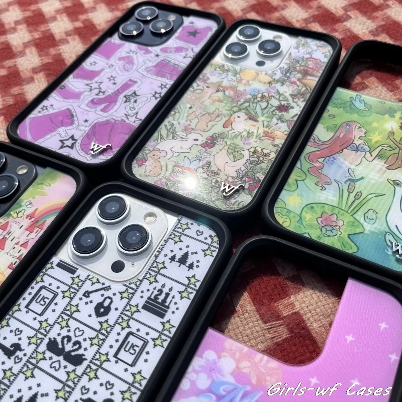 Casing HP Wildflower Rabbit Girls wild Elf untuk iPhone 12 13 14 15 16 17 Pro Max Plus Air 17Pro 3D rusa Kastil Padang Rumput