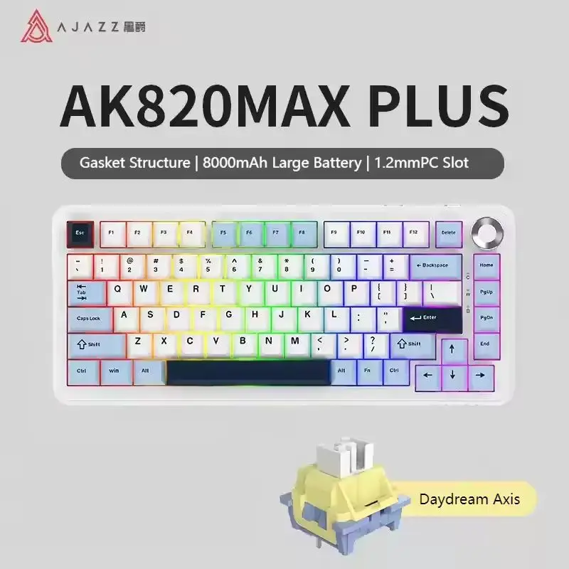 AJAZZ AK820 Max Plus Tri Mode Mechanical Keyboard Wireless Bluetooth Wired Rgb Hot Swap Gasket Game Office Keyboard With Knob - Image 6