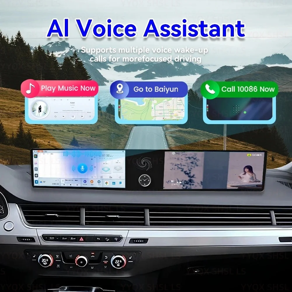 

24,6-дюймовый двойной экран для Audi Q7 2016-2020, Android Auto Carplay, автомобильный радиоприемник, GPS, мультимедийный видеоплеер, автомобильные интеллектуальные системы