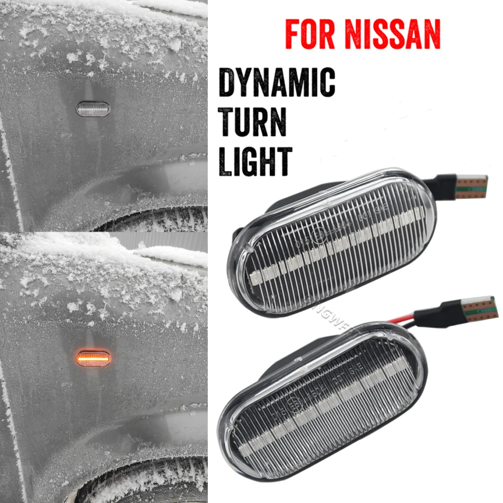 

2PCS LED Turn Signal Sequential Light Dynamic Side Marker For Nissan Navara D40 Pick-Up Terrano Armada III R51 2005-2012