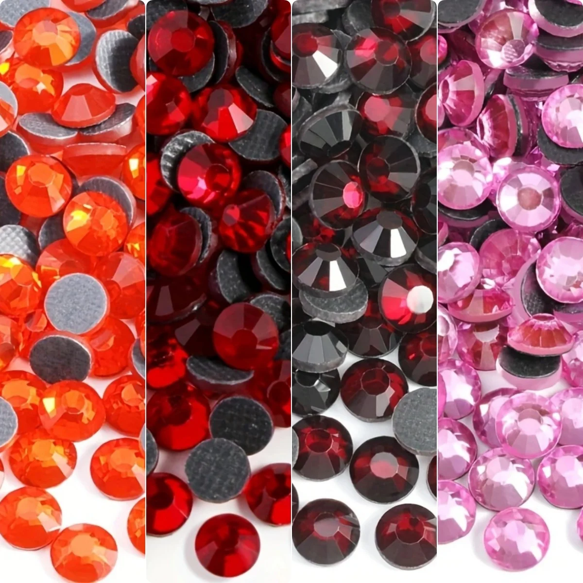 DMC Hotfix Rhinestones Orange/Lt.Siam/Dark.Siam/Lt.Pink SS6-SS20 Flatback Glass Hotfix Rhinestone Stones For Garment Shoes DIY