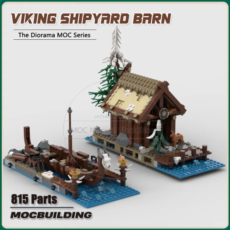 Village MOC Building Block Barn Shipyard Technology Bricks Medieval Castle DIY Assembly Collection Display Toys Xmas Gifts