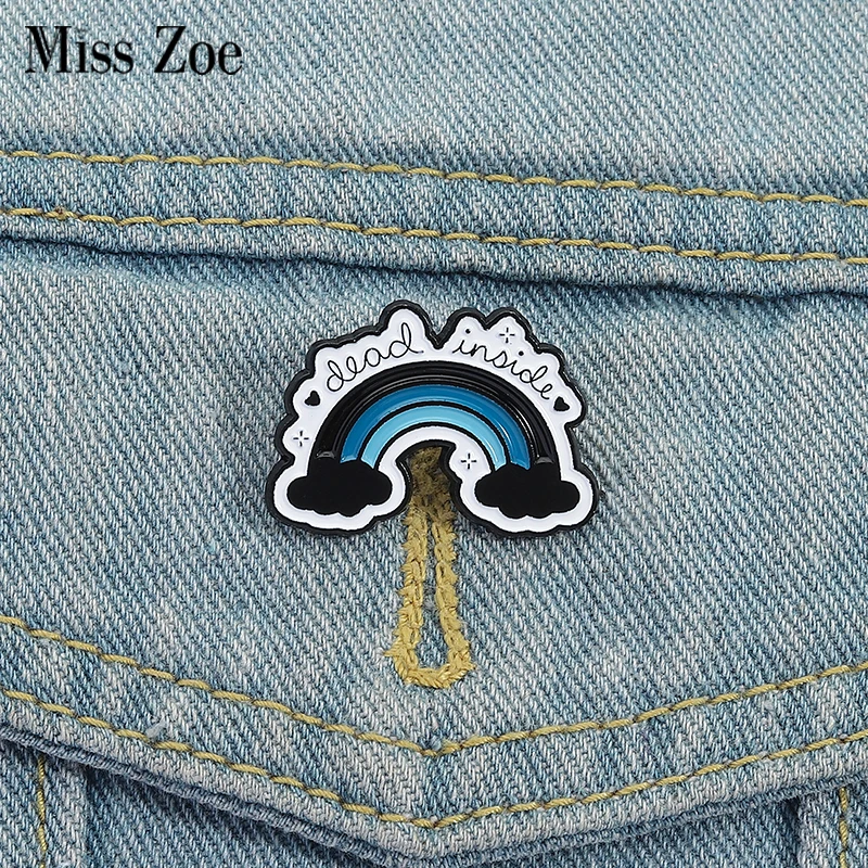 

Blue Black Mood Rainbow Enamel Pins Custom Dead Inside Brooches Lapel Badges Clothes Funny Jewelry Gift for Friends