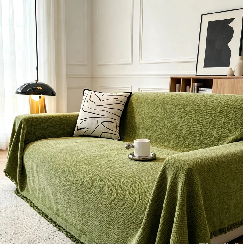 Herringbone Pattern Sofa Cover Decoration Living Room Sofa Protective Cover Anti Slip And Dustproof Sofa Protective Blanket