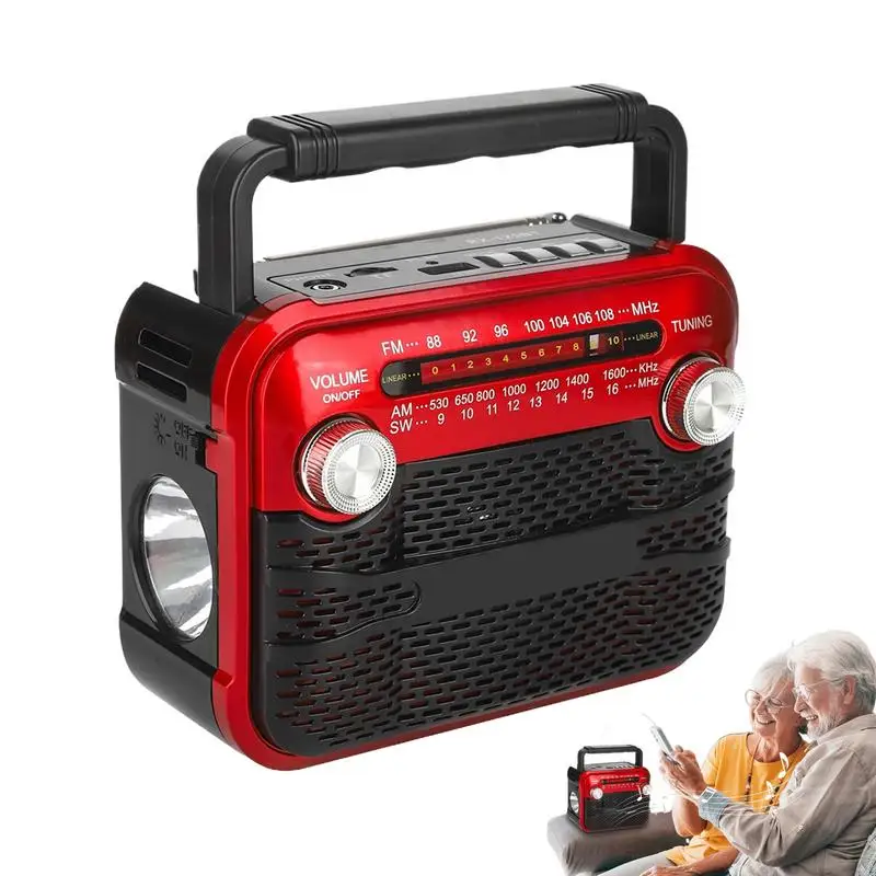 

Solar Hand Crank Radio with Flashlight Rechargeable Portable 125BT Weather Radio with 3 Brightness for Outdoors Adventure Storms
