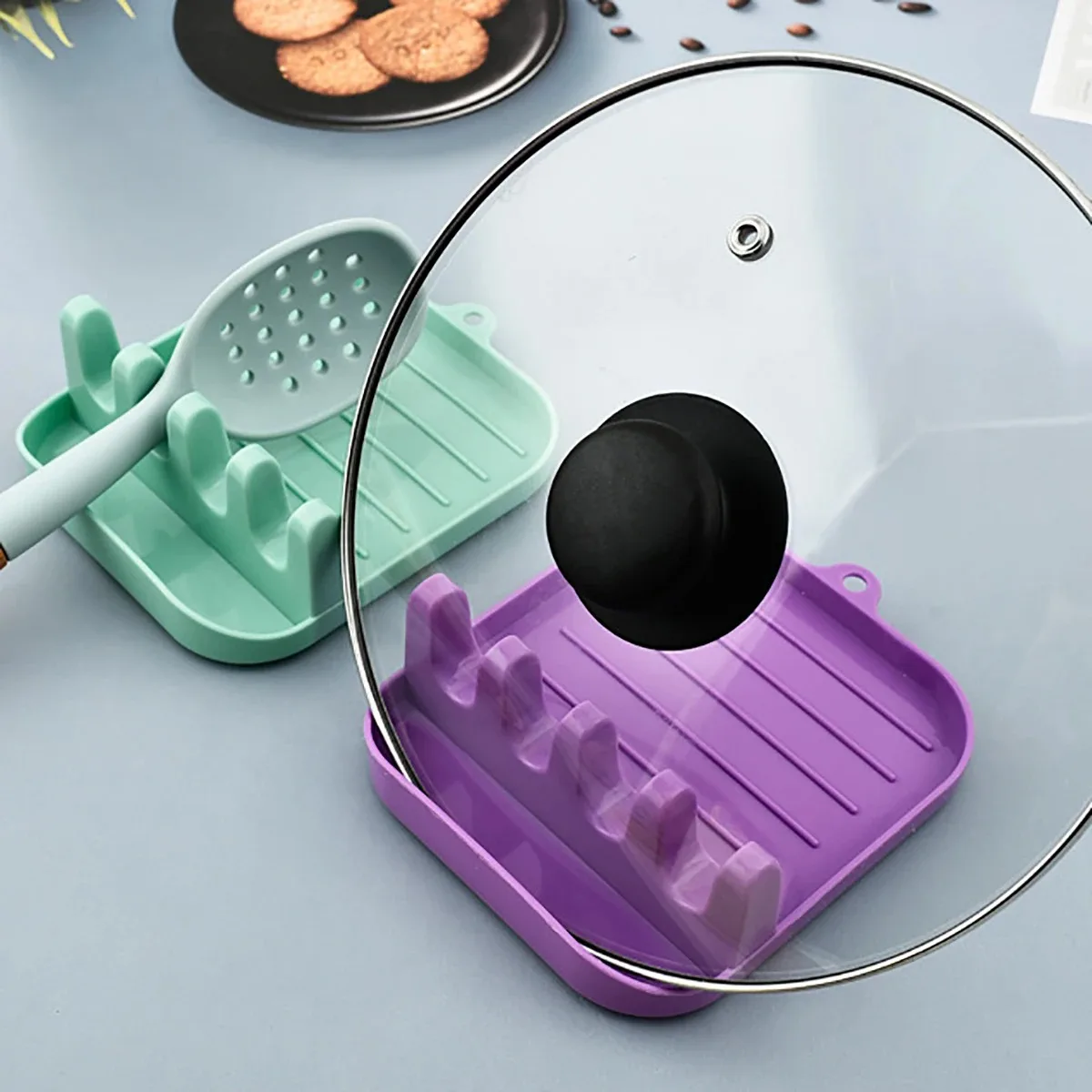 Non-Slip Kitchen Pot Lids Spoon Chopsticks Holder Shelf Organizer Cooker Stand Supports - Multi-Function Utensil Rest Pad