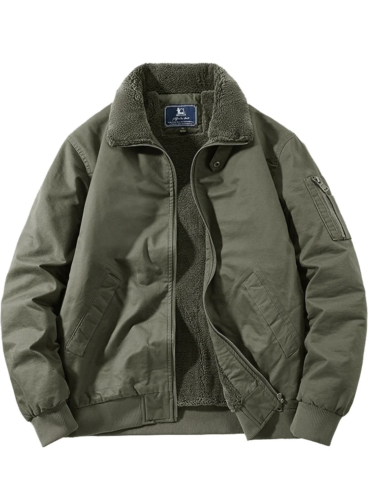 

Мужская зимняя утепленная куртка из чистого хлопка на флисовой подкладке, свободного кроя, теплая верхняя одежда, рабочая одежда, на молнии, с длинными рукавами