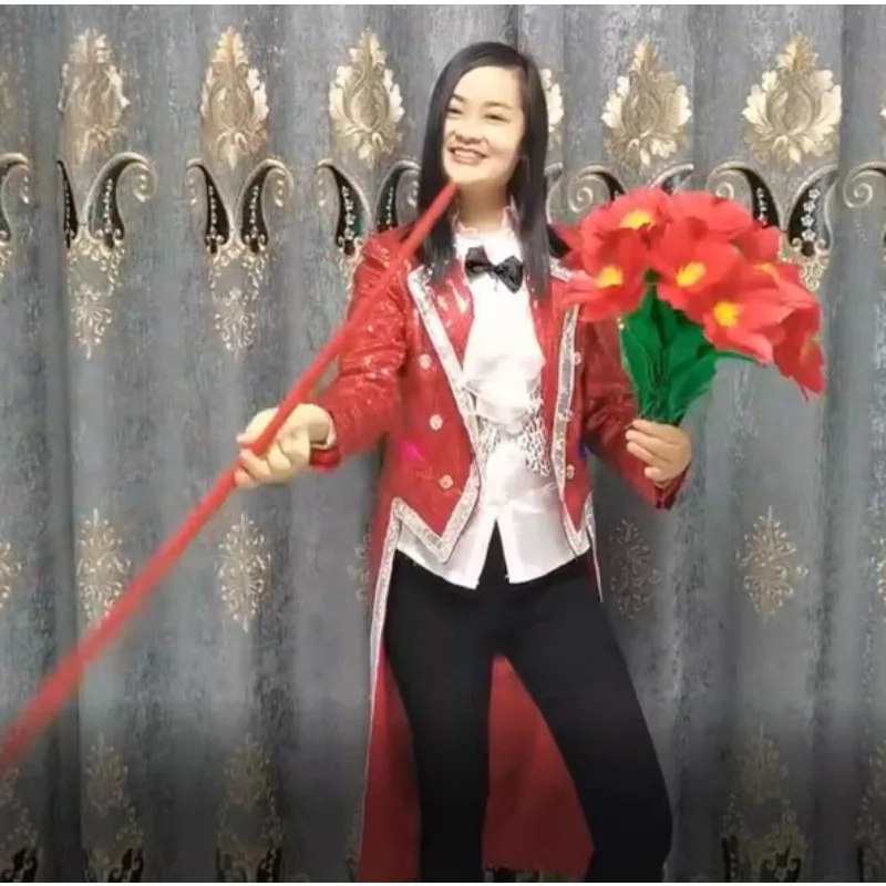 Multiplying Flowers Magic Set – Color Changing Flower Bouquets, Cane Appearance, Stage Magic Props with Silks Magic Tricks