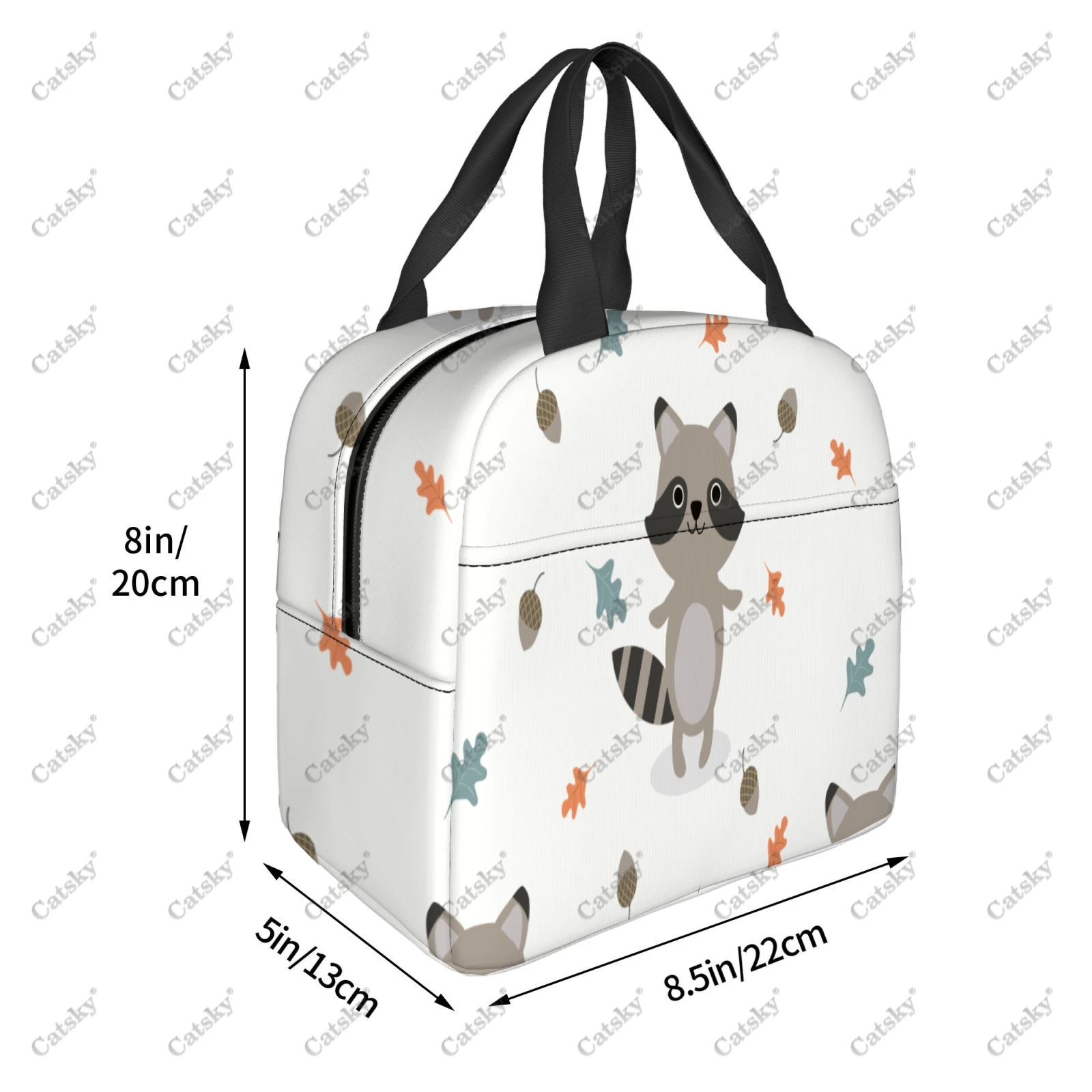 Raccoon Pattern Portable aluminum foil thickened insulated lunch bag meal bag printed waterproof insulated lunch tote bags