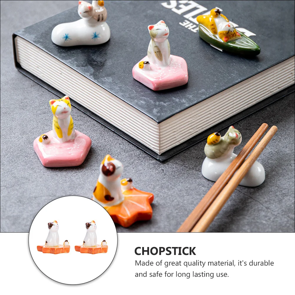 

2Pcs Ceramic Cat Shaped Chopstick Stand Decorative Tableware Accessory Home Kitchen Birthday Party Banquet Chopstick Stand