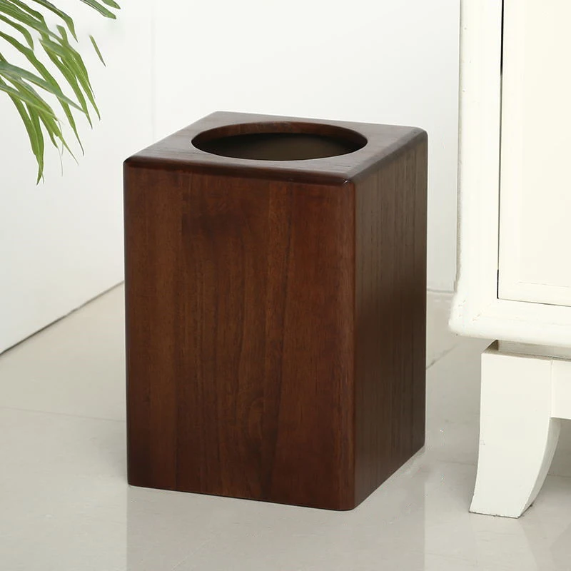 

Nordic Wooden Waste Bins Built-in Stainless Steel Waste Bins Living Room Trash Can Cleaning Accessories Trash Can Small Dump