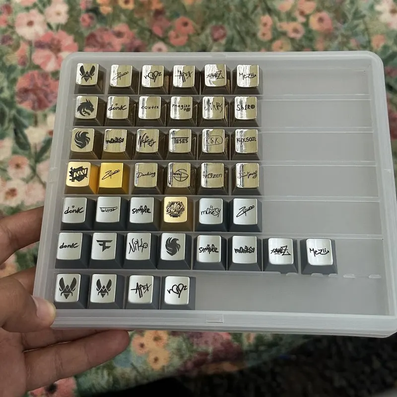 Custom Metal Alloy Keycap CS2 Player Signature Team Logo Mirror Surface For Mechanical Keyboard Gaming Gift