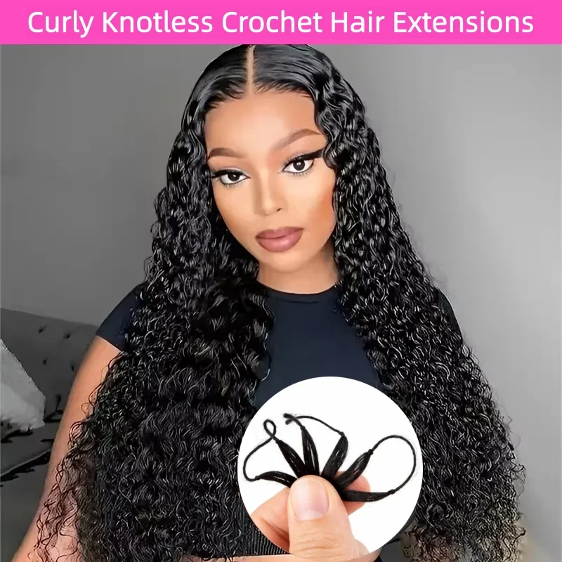 

Волосы для плетения крючком: глубокие кудри, имитация перьев, предварительно разделенные, без узлов, глубокая волна, натуральные человеческие волосы для многоразовых бохо-косичек