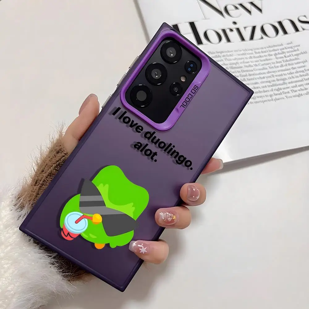 Чехол для телефона с логотипом d-duolingo Owls для Samsung Galaxy S25 Edge S24 S23 S22 S21 S20 Ultra Funda, силиконовый серебристый чехол