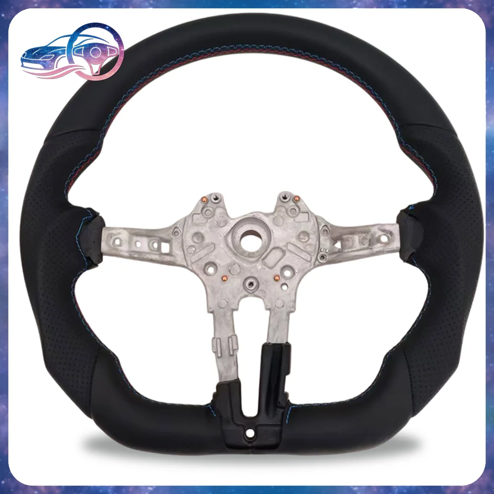 

Paddle Shift Steering Wheel Genuine Leather Perforated Tricolor Stitching For BMW E90