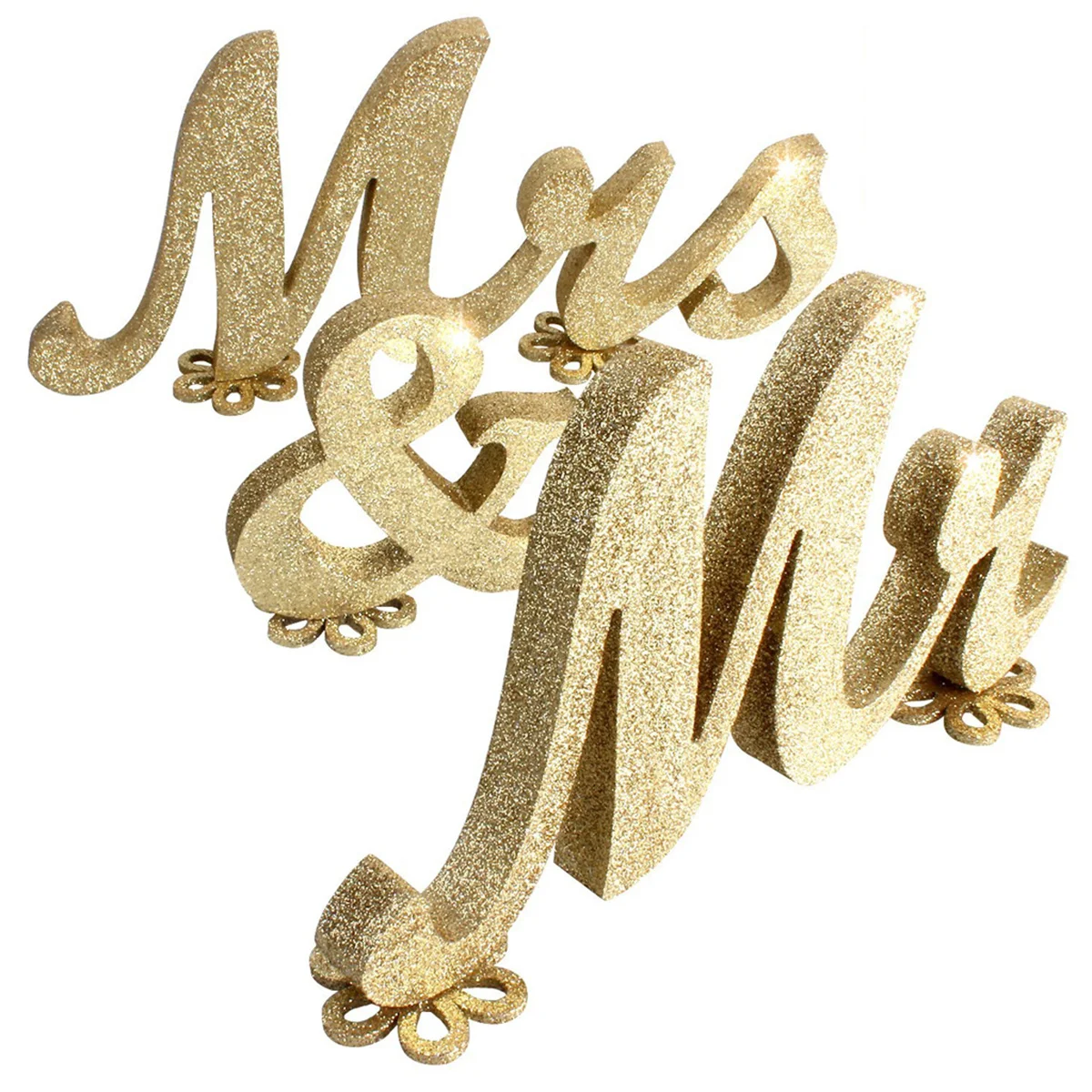 

Gold Glitter Mr and Mrs Wooden Sign Freestanding Wedding Decoration Table Centerpiece for Indoor Outdoor Events