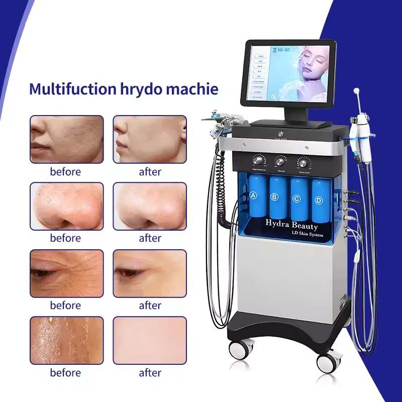 2024 14 في 1 معدات التجميل الجمالية للنساء فقاعة الأكسجين بالموجات فوق الصوتية الغسيل Hydrodermabrasion آلة الوجه المائية