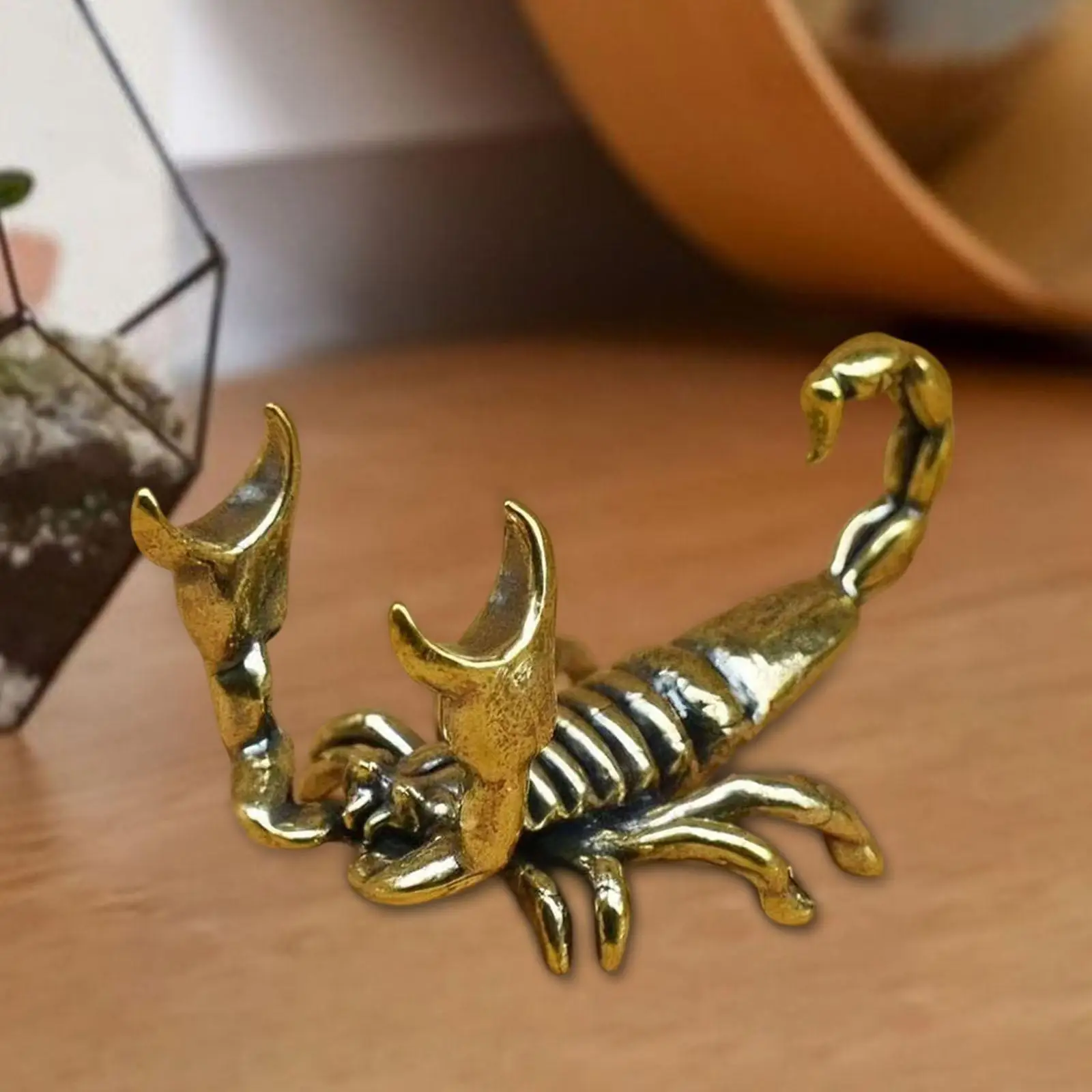 Brass Scorpion Figurine Desktop Accessories Gift Home Decoration Miniature Home Office Supplies Brass Feng Shui Art Pen Holder