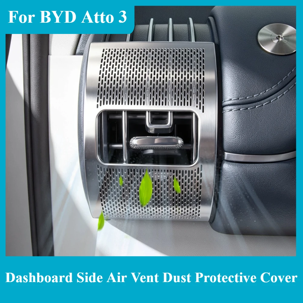 For BYD Atto 3 2026 Car Dashboard Side Air Vent Dust Protective Cover Dustproof Stainless Steel Cover Car Interior Accessories