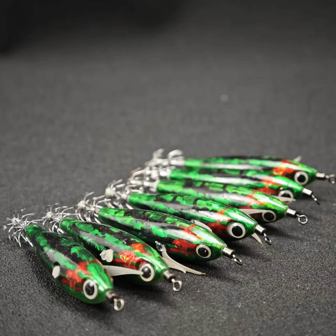 7 Stück/Set 7,5 cm Leuchtende Garnelen-Angelköder Salzwasser-Garnelenköder Oktopus-Tintenfisch-Jigs Angelhaken Angelzubehör – Detail 3