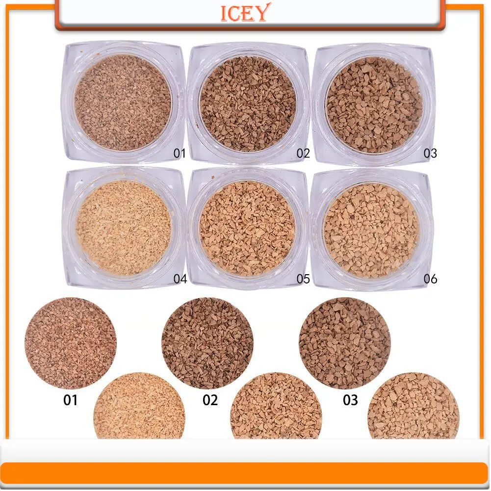 Icey Beauty 1set Beach Original Color Sawdust Nail Tool Set, Cork Powder Phototherapy Glue DIY Nail Set in 6 Colors