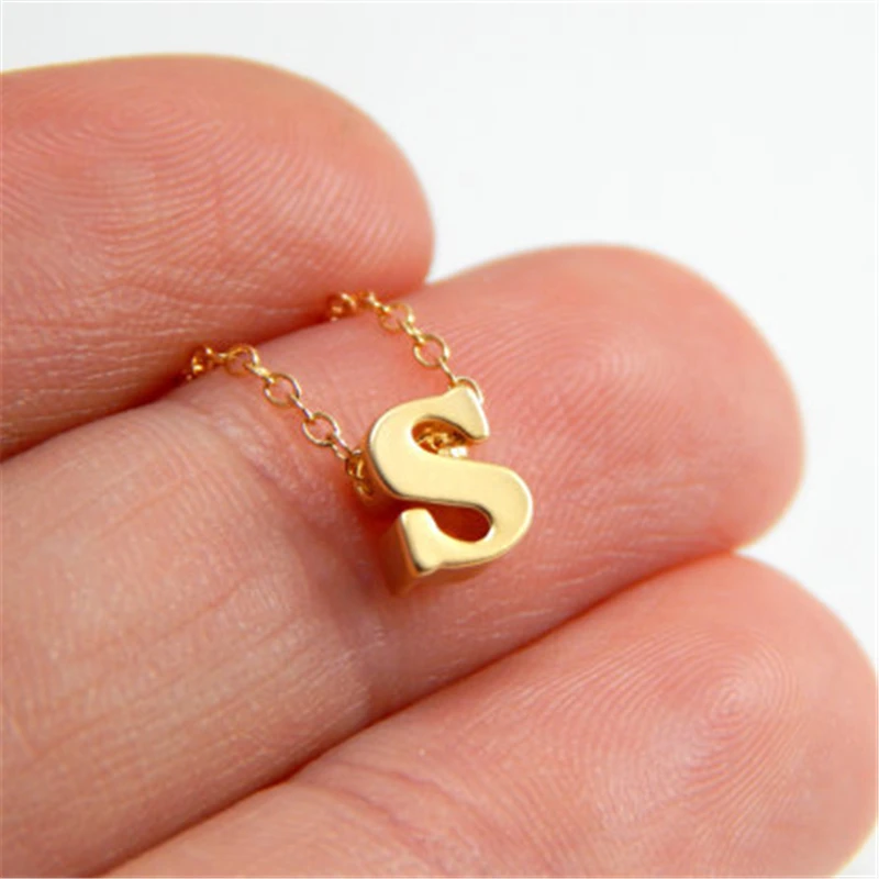 Fashion Tiny Trending Short Necklace Gold Steel Color Letter Name Choker Necklace For Women Pendant Jewelry Gift Free Shipping