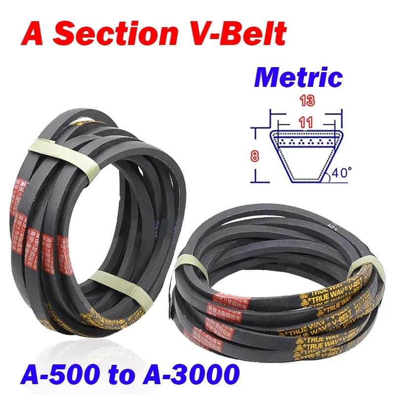 1Pcs A Section V-Belt Metric Triangle Transmission Belts for Car/Lawn Mower Width 13mm x 8mm L 500mm to 3000mm