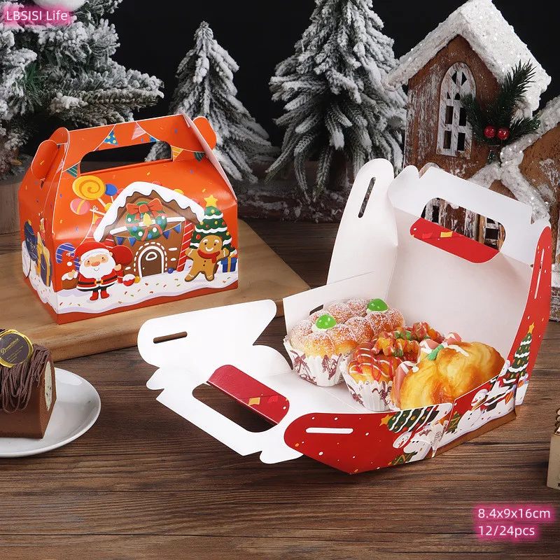 

LBSISI Life Eve Christmas Cake Roll Snowflake Box Packaging Decoration Snack Candy Cookies Kids Party Supplies