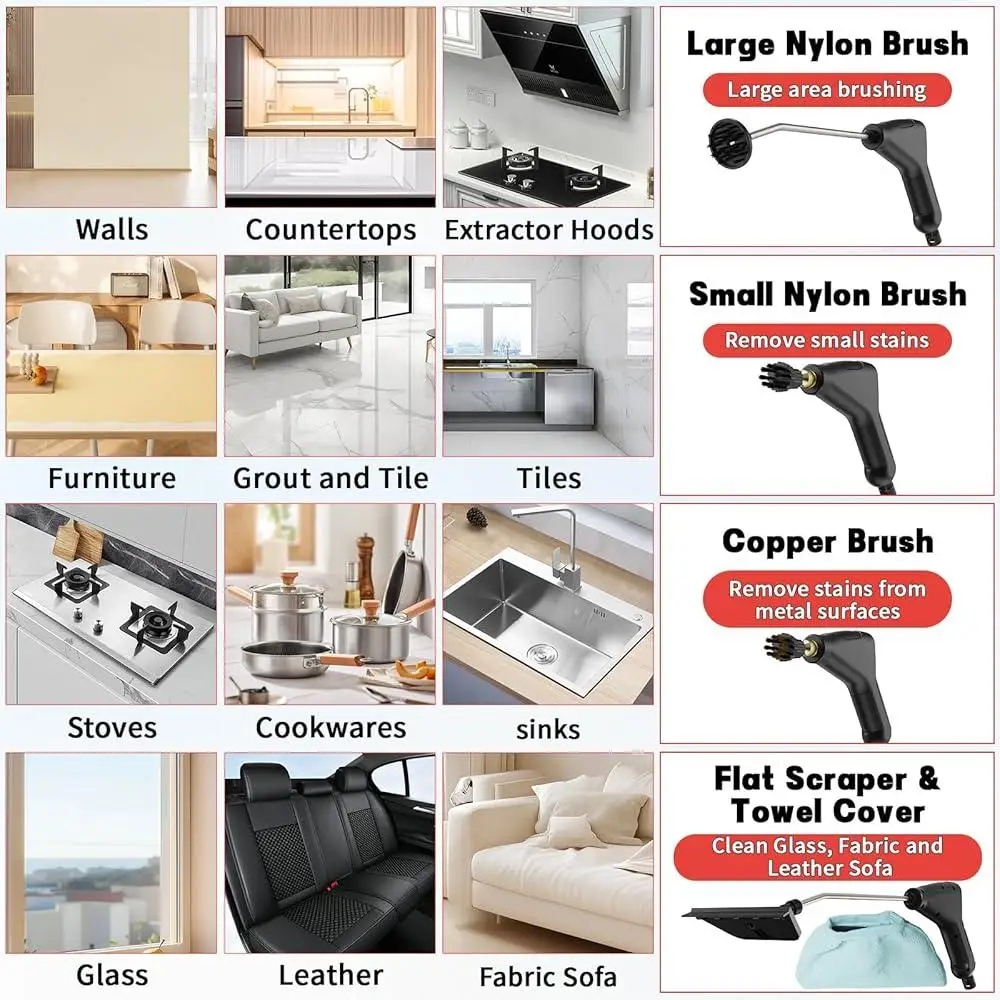 Портативный ручной пароочиститель, 2500 Вт, 1,2 л, бак, 6 уровней, регулируемый пара, 15 с, быстрый нагрев, инструмент для очистки под давлением