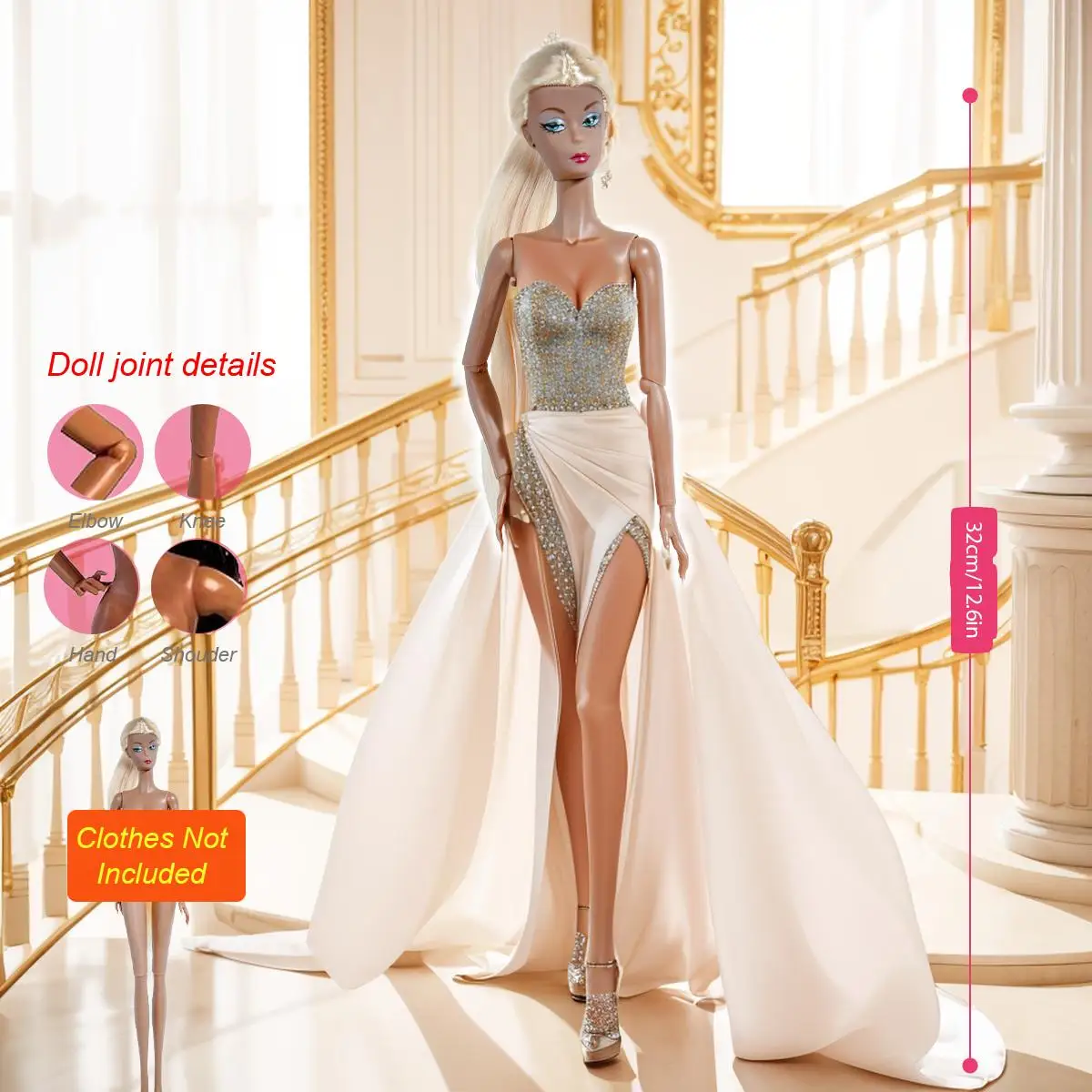 تمثال قابل للجمع 12.6 بوصة 1/6، دمية مفصلية 12 مشتركة مع مكياج واقعي، BJD/MJD من الدرجة الاحترافية