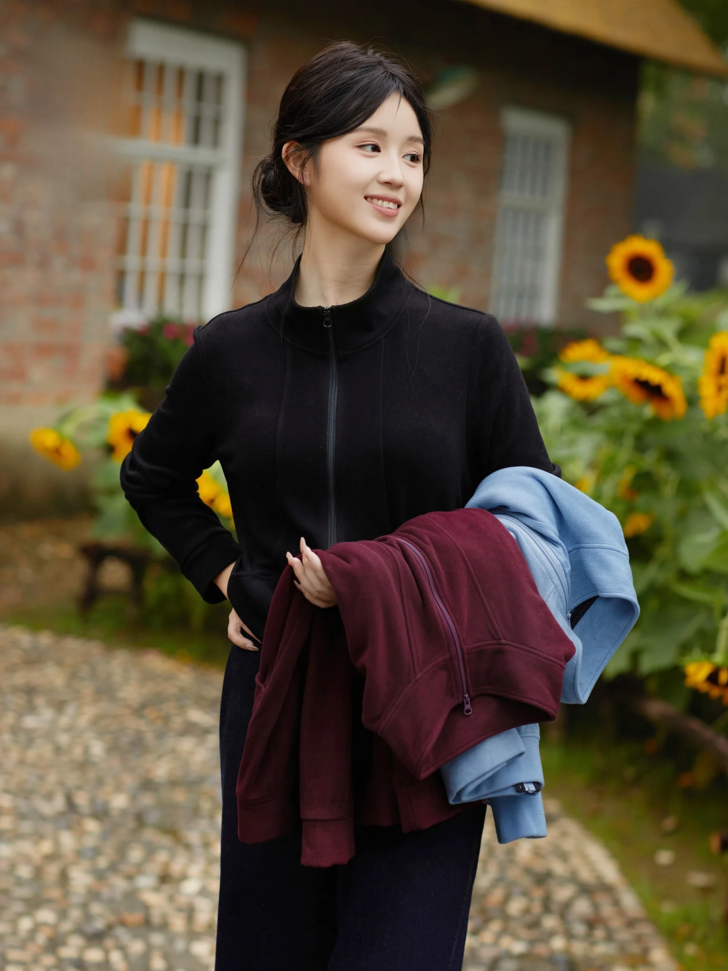 

Warm Fce Fiber Sweatirt Jaet oulder-Length Design High-Elastici Stand Collar Commute Sle Women's Outerwear