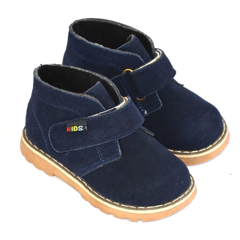 Winter Soft Suede Leather Kids Shoes with Warm Plush Lining