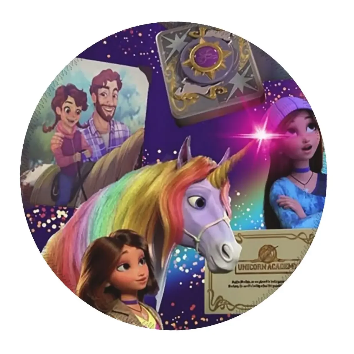 Unicorn Academy Animation Girls Round Mouse Pad Computer Keyboard Mouse Mat Gaming Laptop Desk Mat Office Table Mats