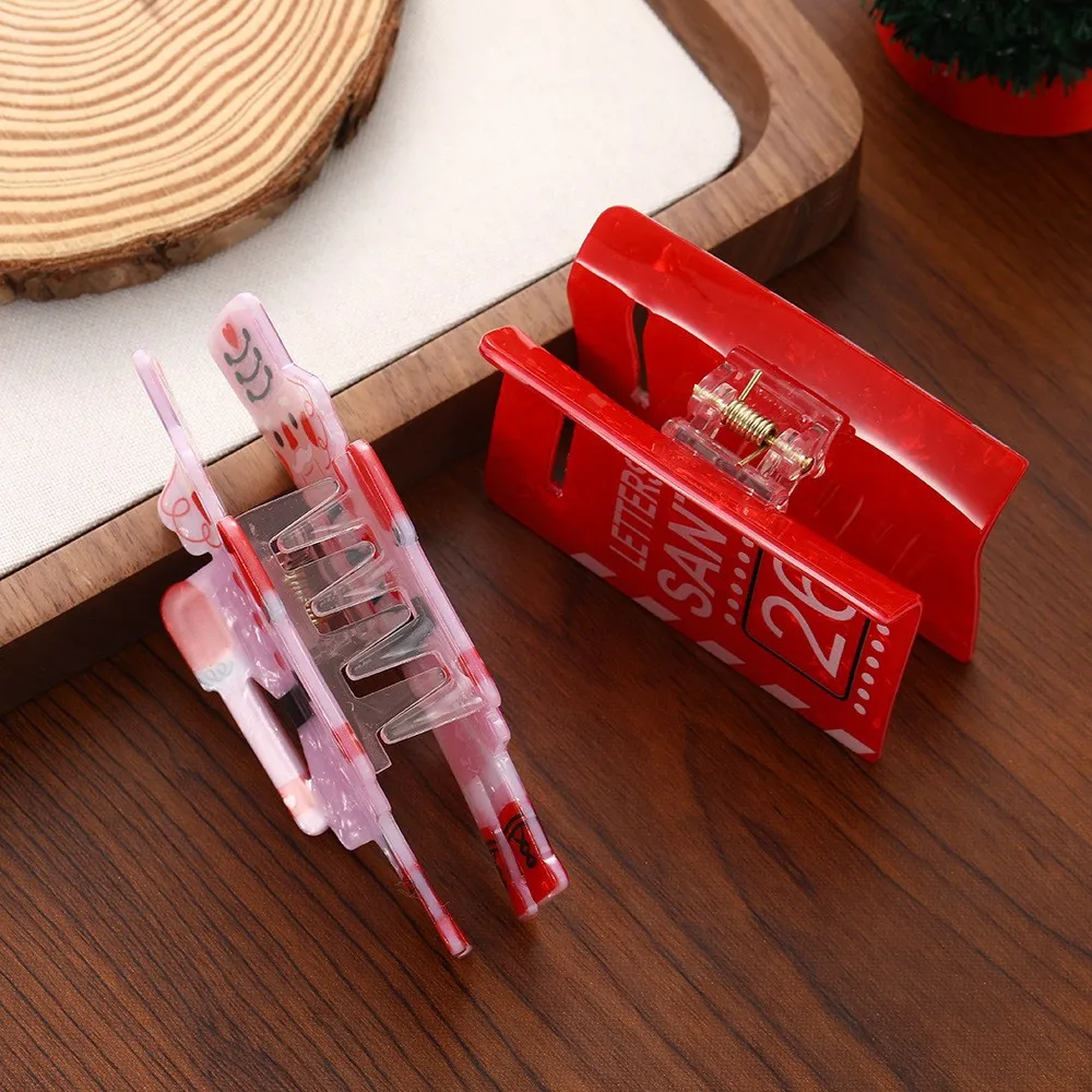 Christmas Acrylic Hair Claw Clips Cute Xmas Sweater Nutcracker Car Milk Cup Design Shark Hair Clamp For Women Girls Holiday Part