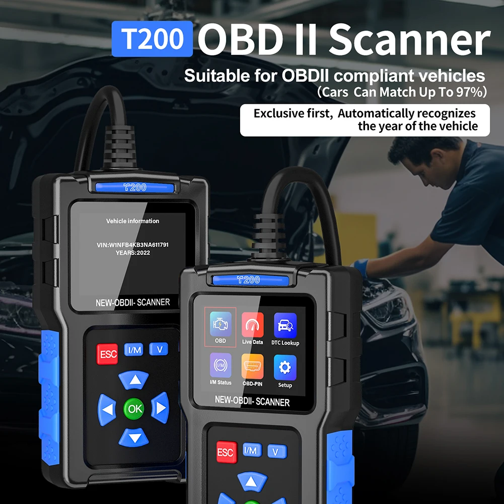 OBD2 Scanner Diagnostic Tool for Cars That Check Engine Light Emissions Readiness Read and Clears Vehicle Error Codes for All OBD II Protocol Vehicles