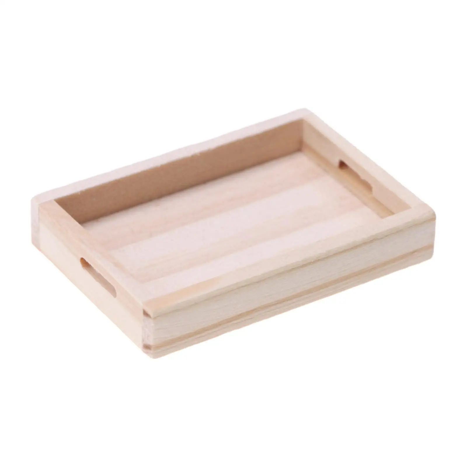 1:12 Dollhouse Miniature Wooden Tray Model Serving Platter Pretend Tray Scenes Mini Food Tray for Sand Table DIY Scenery