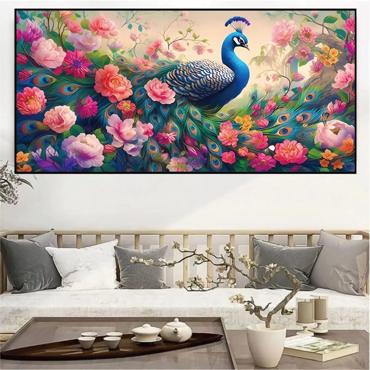 

New Modern Cross Stitch Kit Peaco Flower Wealth Young People Living Room High-End Feeling Simple Cotton Fabric Lacape Pa...